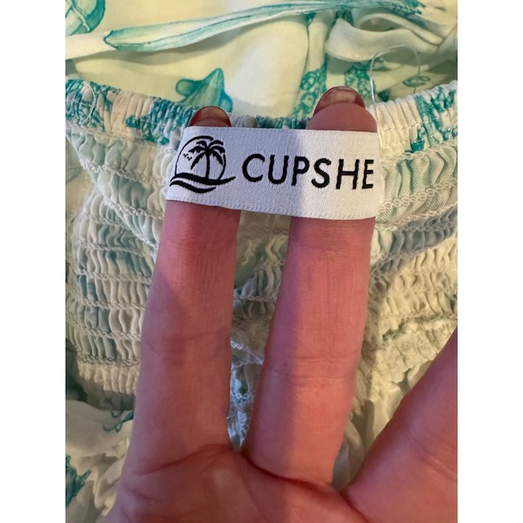 Cupshe Dress Women Medium White Blue Starfish Beach Seashell Midi NWT Boho - Picture 10 of 13